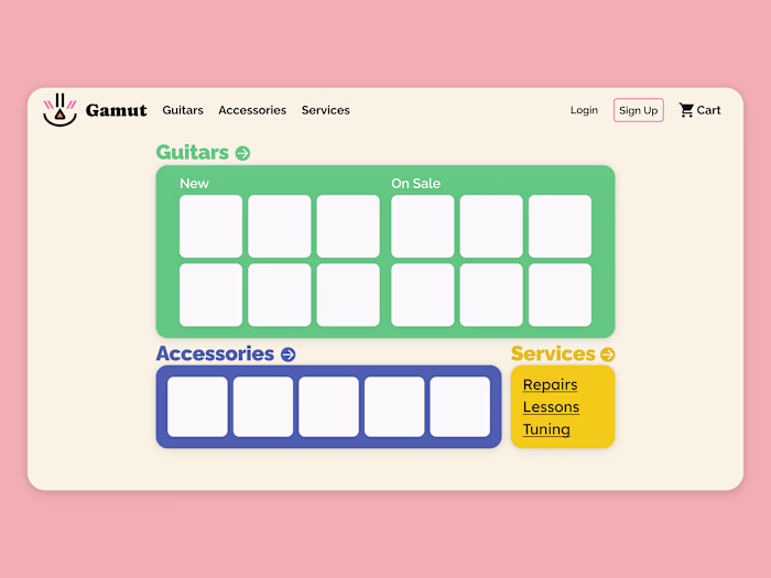 Gamut Guitars - Website Layout