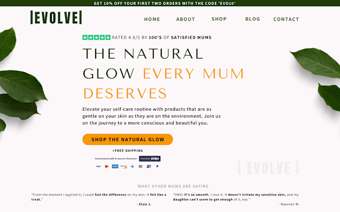 Landing Page for Women's Beauty Brand