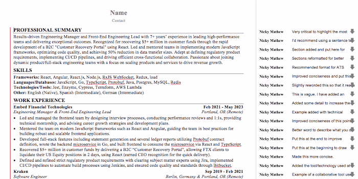 ATS Optimized Software Engineer Resume Sample