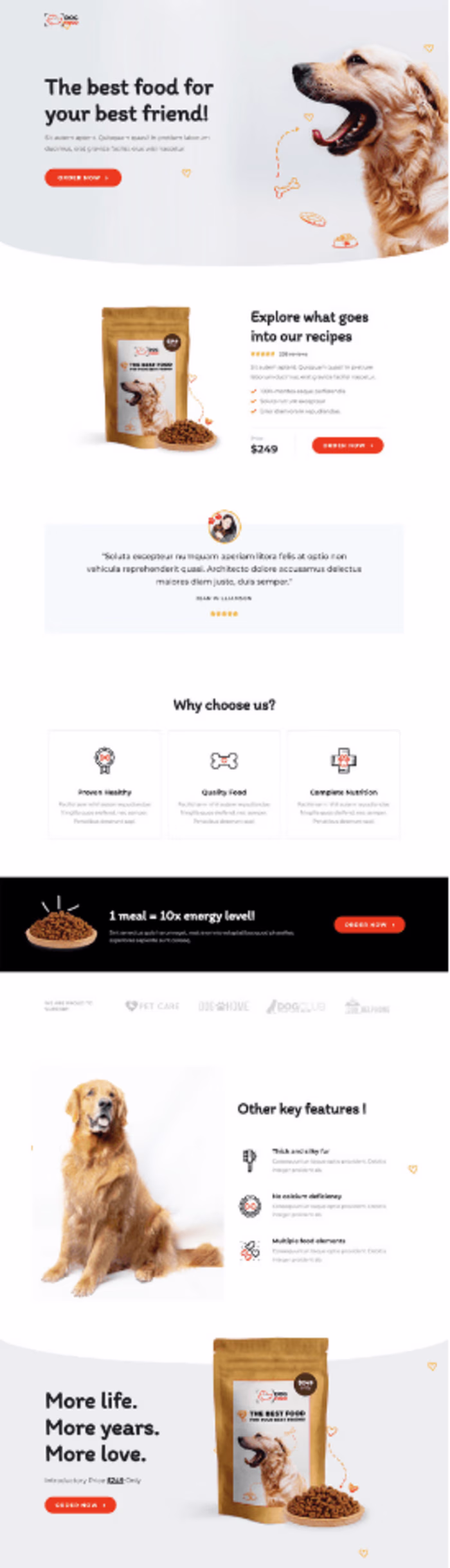 Pet Food Sales Landing Page Website