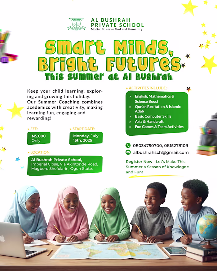 Flyer Design for a Primary School Summer Lesson.🎨: Add fun ...