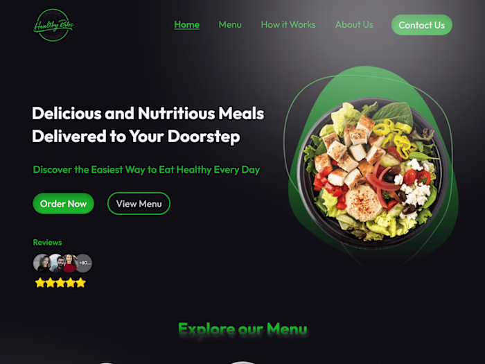 A landing page design for HealthyBites.