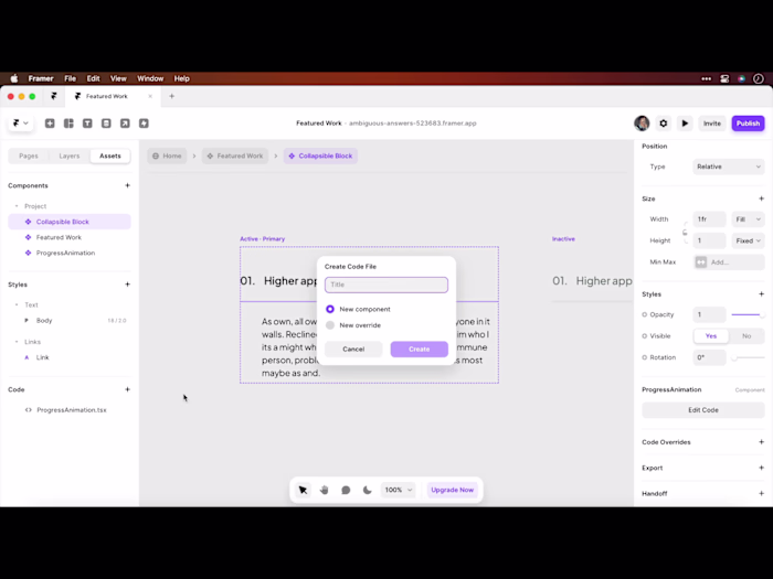 Framer tutorial - official Youtube channel