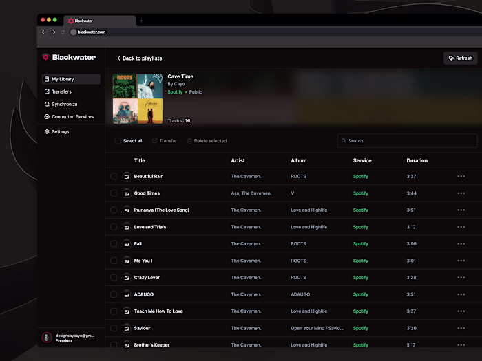 Blackwater  - Web app design