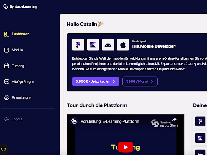 eLearning Platform for Mobile Development