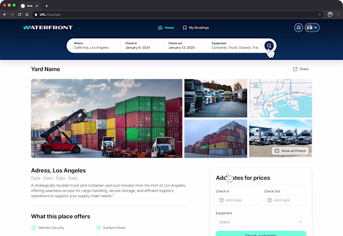 Waterfront: Parking Marketplace for Truckers and Yard Owners