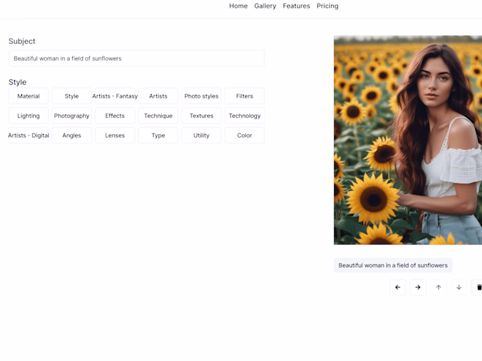 Next.js website using AI to generate images