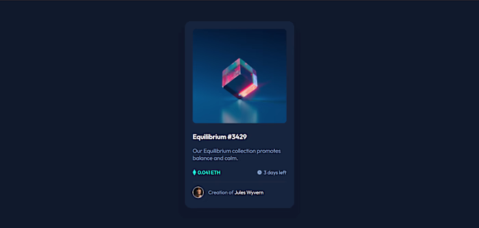 NFT Preview Card Component