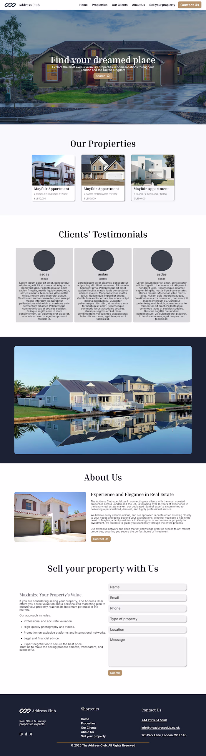 Practicing some wireframes in figma, Real State style website