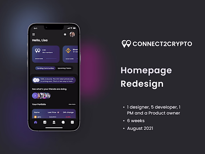 Improving homepage for better user engagement of B2C Crypto App