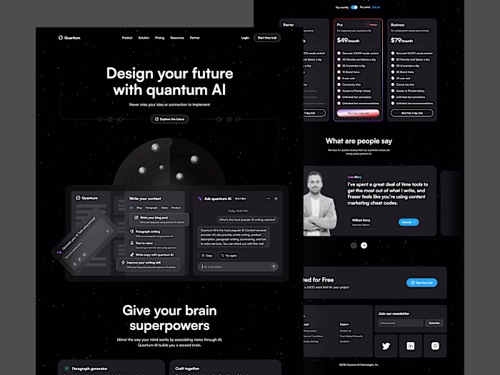 Content writing AI Landing Page ui, ui design
