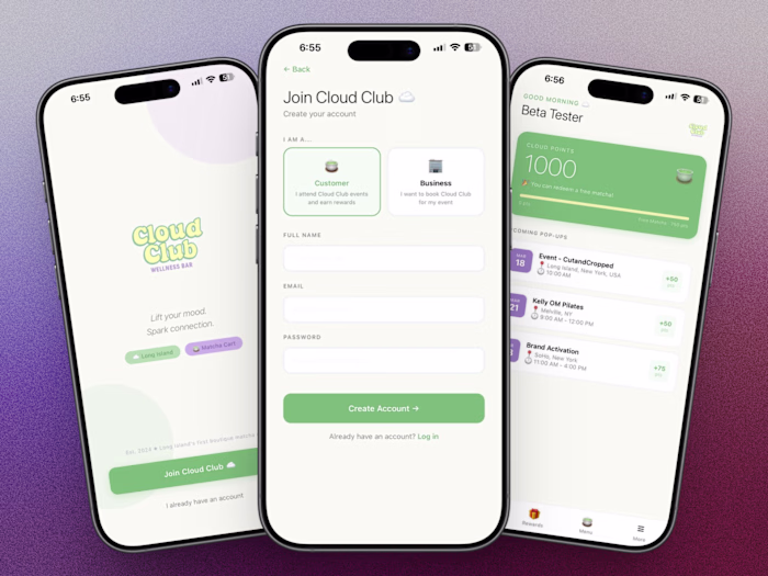 Cloud Club App - Onboarding (Development & UX/UI Design)