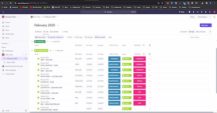 CRM operation using ClickUp.com
