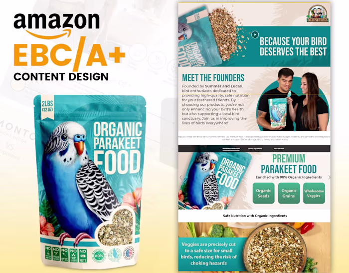Amazon A+ Content Infographics Design - Parakeet Food