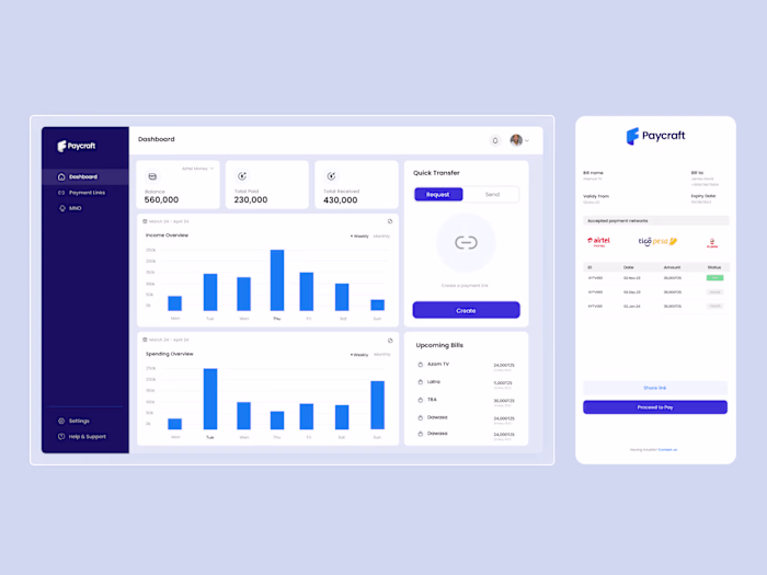 Fintech webapp design