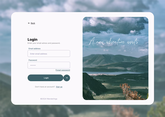 Wanderlings Login Page