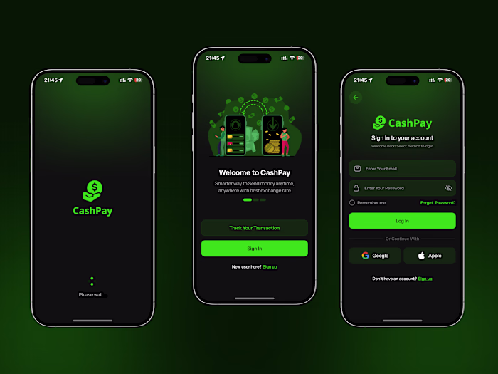 Onboarding & Login Screen | Remittance Mobile App