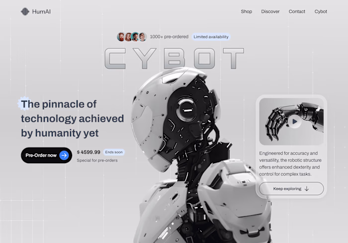 Futuristic Hero Section for Robot Tech Website