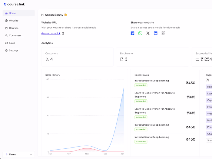 Course.link - one click course website creator