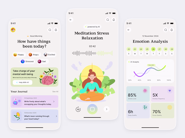 Here is my AI-Powered Mental Wellness App UI Redesign Feel f...