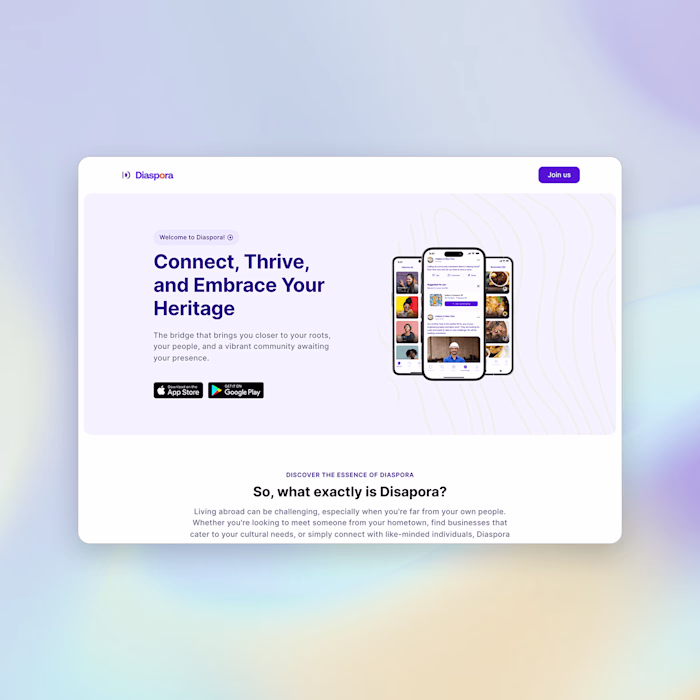 Diaspora Website Design