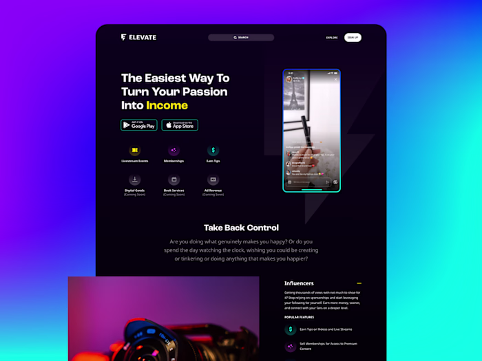 Event Livestream App Landing Page