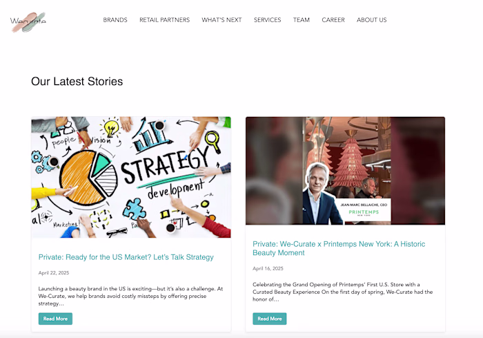 Minimalist Blog and Article Page Design for We Curate