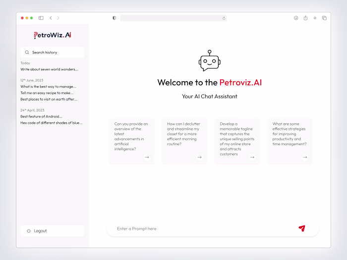 AI Chatbot Web App UI