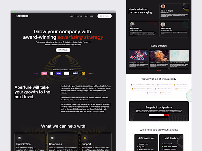 Aperture Website Design and Development