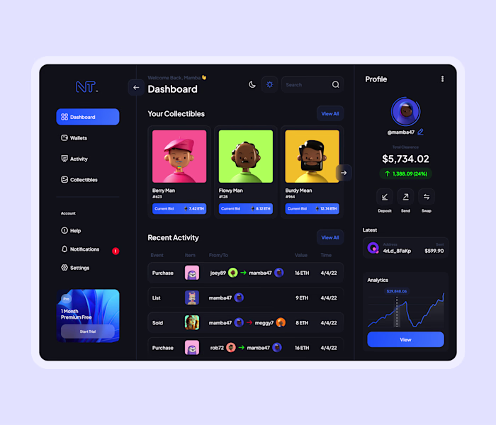 NFT & Web3 Dashboard UI Design