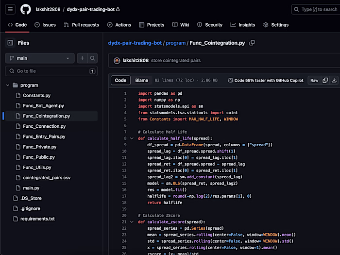 DYDX Pairs Trading Bot