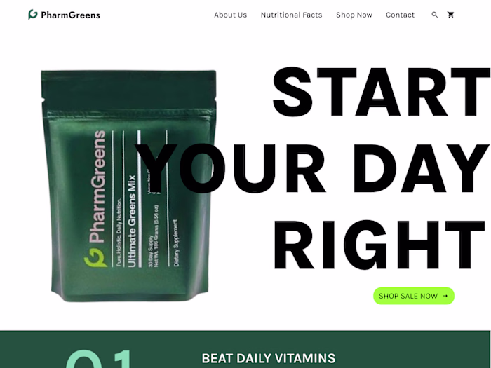 PharmGreens Landing Page Design