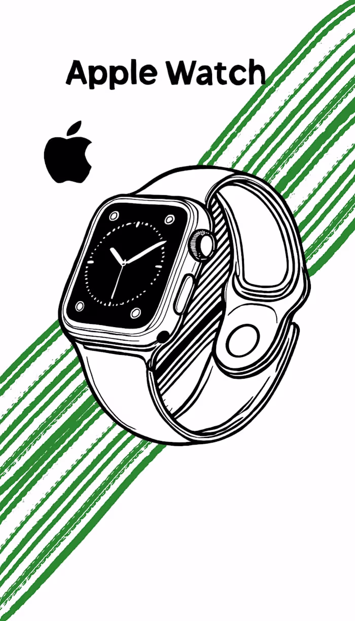 Apple Watch Technical Line Illustration