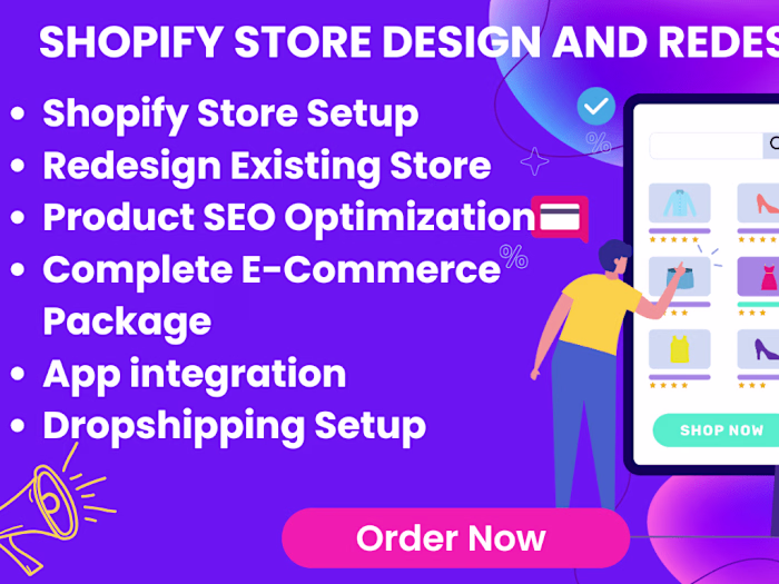 shopify store design setup and redesign shopify store website