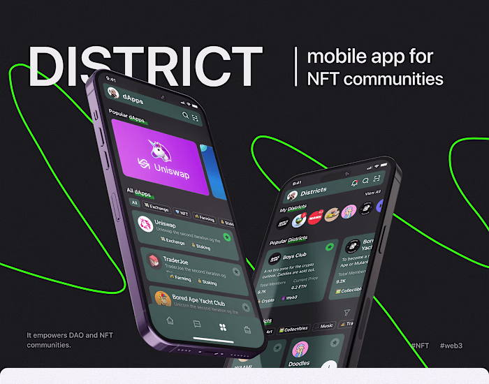 District - mobile app for crypto & NFT communities 