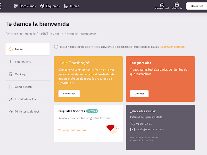 Opositatest - Test platform to study for opposition exams