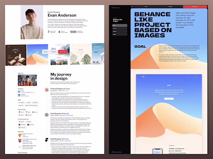 Framer template — IT resume and portfolio