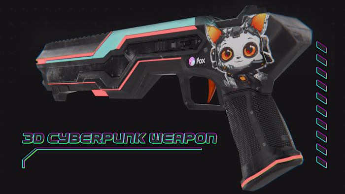 3D Cyberpunk Weapon - Blender | Substance Painter