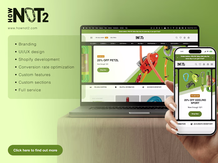 UI/UX Design & Shopify Development for a Climbing Gear Store