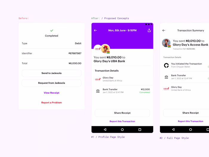 Transaction History Improvements | Mobile App Design