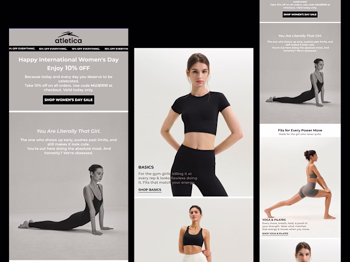 International Women's Day Email Campaign for Atletica