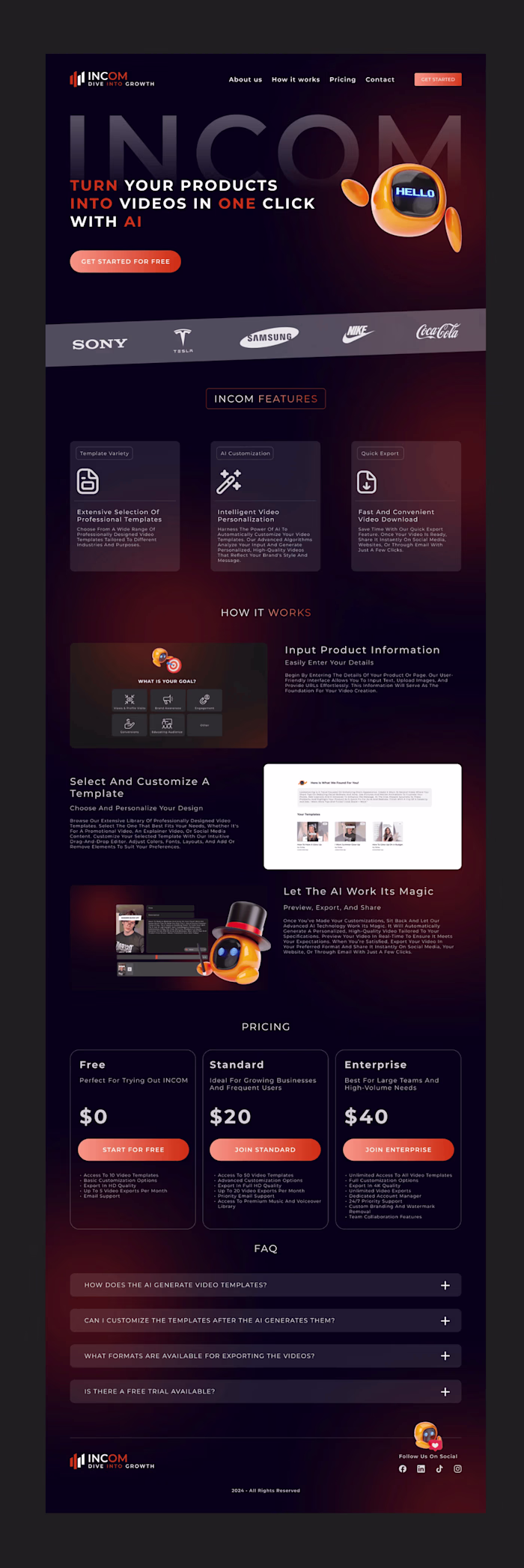 AI Video Generation Landing Page