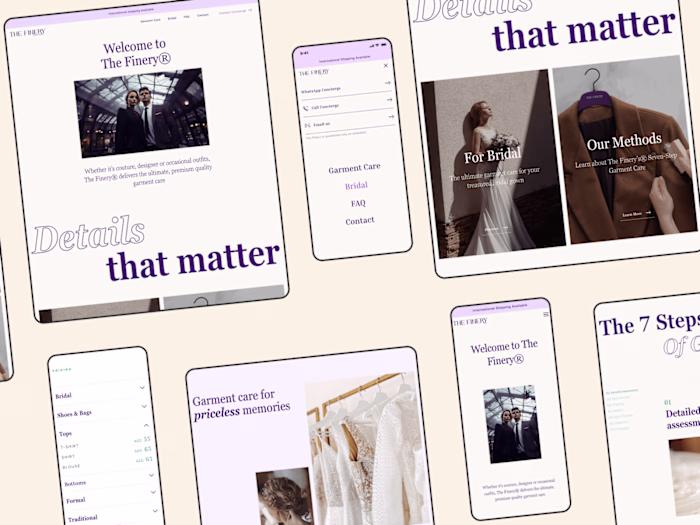 Web design for luxury garment care service