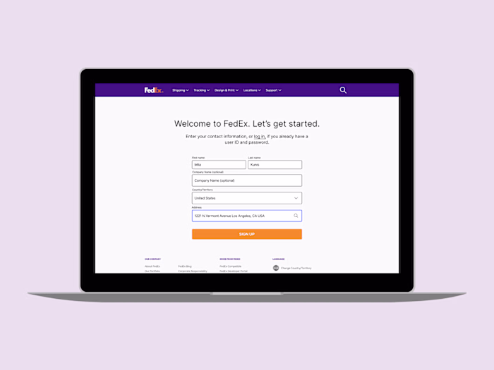Fedex sign-up form redesign