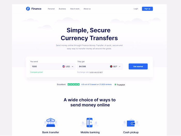 Finance Landing page
Even four years