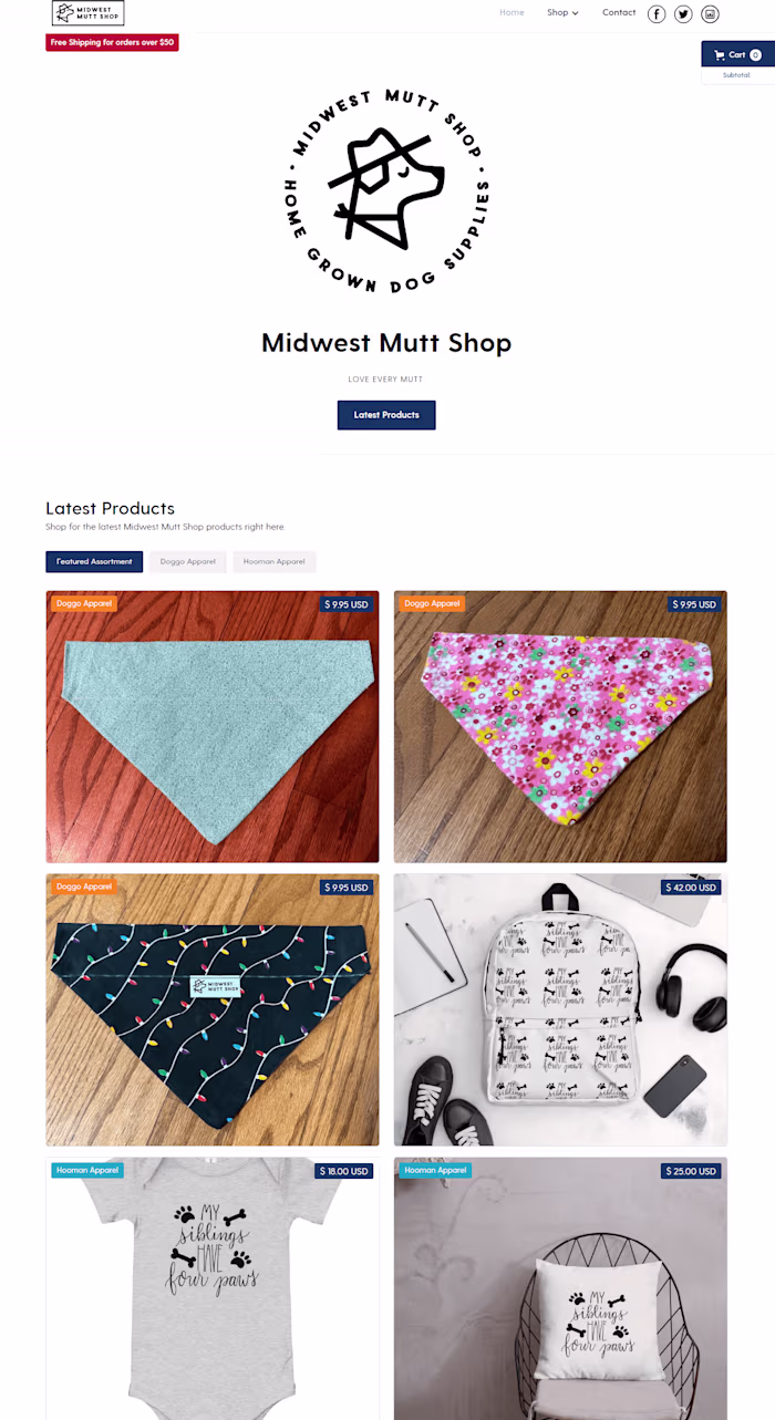 eCommerce website for a Dog Supplies company in Webflow