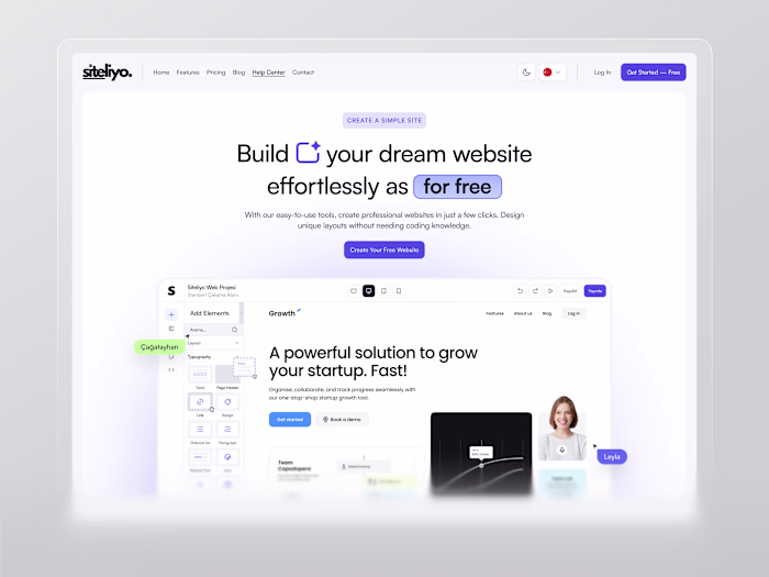 Siteliyo WYSIWYG Website Builder Product UI/UX Design