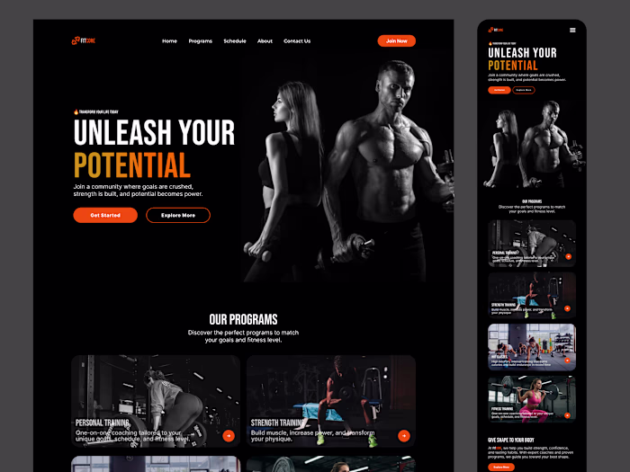 Fitcore Gym Landing Page