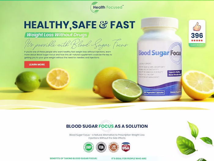Supplement Store / Funnel Design: Landing Page for Bloog Sugar