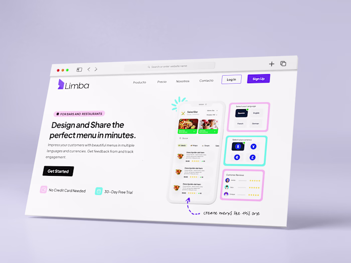 Limba | Multilingual Menu Creation Tool Website 🍔